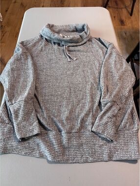 Time and Tru Women’s XXL Gray Waffle Knit Cowl Neck Pullover